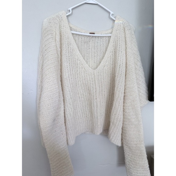 Free People Sweaters - Free People Moonbeam Alpaca Sweater V Neck Oversized Lightweight Slouchy Size S